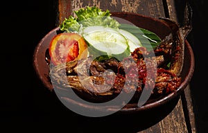 Pecel Lele or fried catfish, a traditional Indonesian food