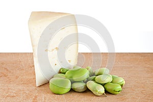 Pecorino cheese and broad beans