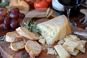 Pecorino Romano cheese, paired with Crostini and a Chianti