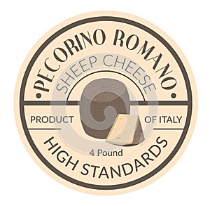 Pecorino Romano, sheep cheese high standard emblem