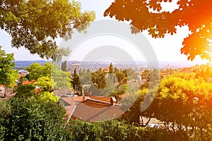 Pecs city seen from above at sunset