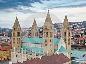 Pecs, Szekesegyhaz. bird eye view