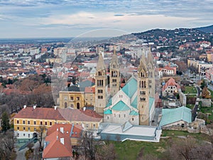 Pecs, Szekesegyhaz. bird eye view