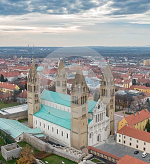 Pecs, Szekesegyhaz. bird eye view