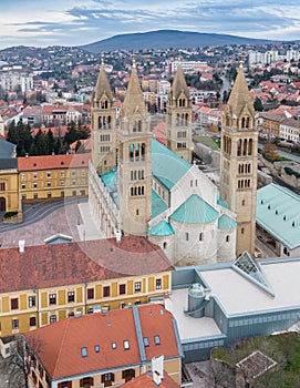 Pecs, Szekesegyhaz. bird eye view