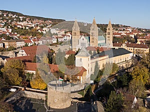 Pecs, Szekesegyhaz. Bird eye view