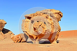 Peculiar Rock Shape at Wadi Rum Desert, Jordan