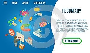 Pecuniary concept banner, isometric style photo