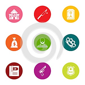 Pecuniary icons set, flat style