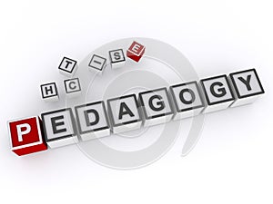 pedagogy word block on white