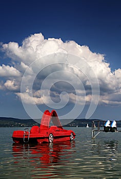 Pedal boat on lake Balaton, Hungary