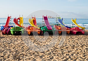 Pedal boats on Benidorm beach