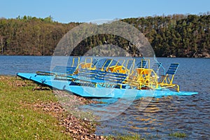 Pedal boats on a lake