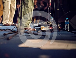 Pedal effects board for guitarist on stage