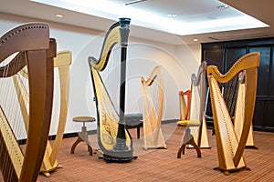 Pedal and lever harps