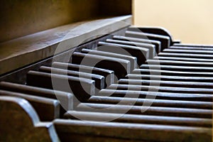 Pedalboard of a vintage pipe organ