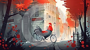 Pedaling Hen, Made with Generative AI