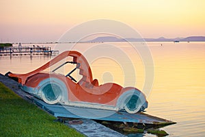 Pedalo in the sunset