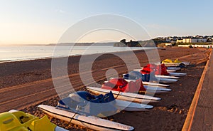 Pedalos on Devon beach of Goodrington near Paignton and Torquay