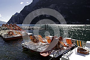 Pedalos in Garda lake, Italy