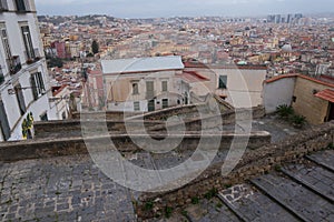 View of the city of Naples from the Pedamentina staircase photo