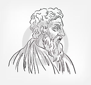 Pedanius Dioscorides famous Greek physician medical scientist vector sketch illustration