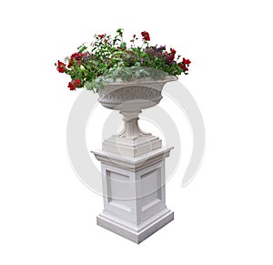 Pedestal with urn and plants
