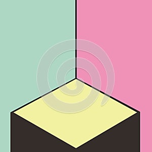 Pedestal or yellow diamond stand on pastel background. Mock up template for your design. Concept for advertising or product presen