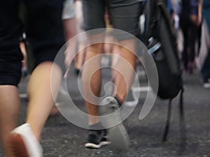 Pedestrain feet people crowd crossing at shibuya junction busy city Tokyo Japan