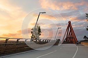 Pedestran bridge walk at sunset in Penrith NSW