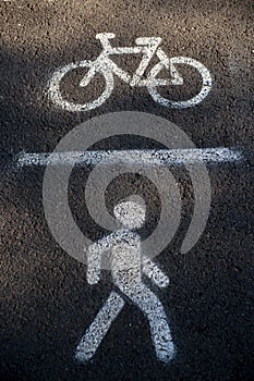 Pedestrian and bicycle boundary sign