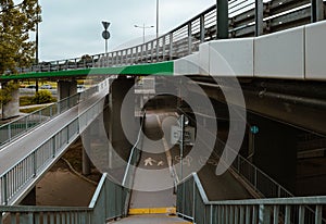 Pedestrian and bicycle paths on the road interchange