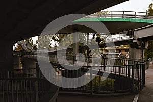 Pedestrian and bicycle paths on the road interchange