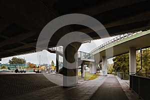 Pedestrian and bicycle paths on the road interchange