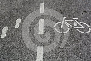 Pedestrian and bike lane signs