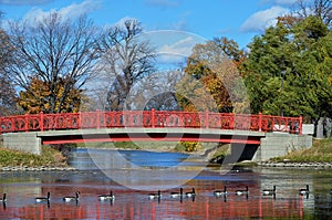 A pedestrian bridge on Belle Isle, Detroit