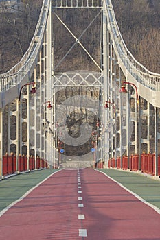 Pedestrian bridge over the Dnieper River in Kyiv