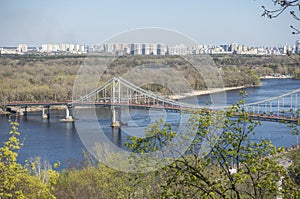 Pedestrian bridge over the Dnieper river in Kyiv