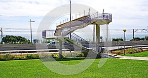 Pedestrian bridge over the Maresme road, Barcelona photo