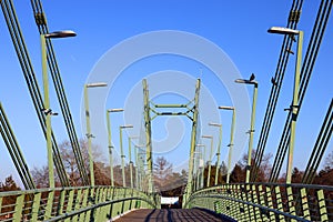 The pedestrian bridge over the Mures River in Arad.