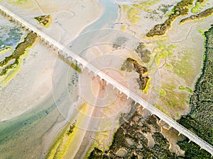 Pedestrian bridge over Ria Formosa in Quinta do Lago, Almancil,