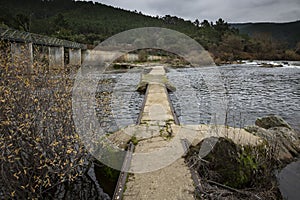 Pedestrian bridge over Zezere river at Barroca Village photo