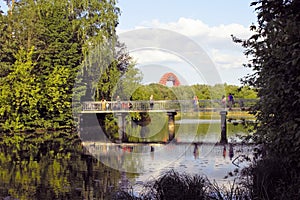 Pedestrian bridge in a Park Serebryany Bor