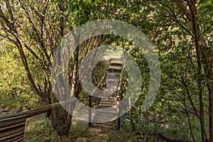 Pedestrian bridge at the Sani Backpackers Lodge near Himeville