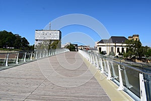 pedestrian bridge in Thionville, passarelle de l\'Europe across the Moselle