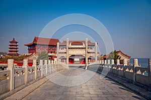 Pedestrian Bridge to the Penglai pavilion, Yantai, China