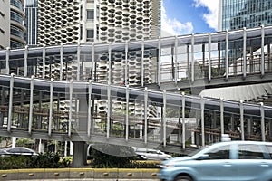 Pedestrian bridge with vehicle fast movement