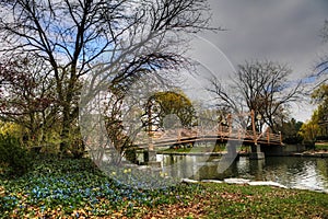 Pedestrian bridge in Victoria Park, Kitchener, Canada