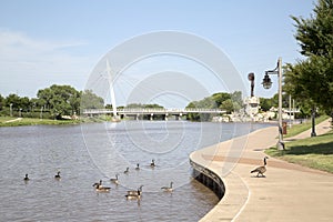 Pedestrian bridge view in Wichita Kansas