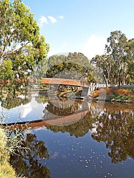 Pedestrian bridge through the Yarkon River. Tel Aviv, Israel